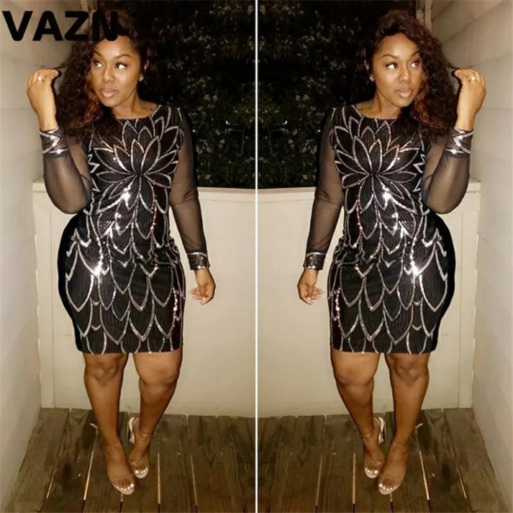 Black party dress with gold or silver sequins